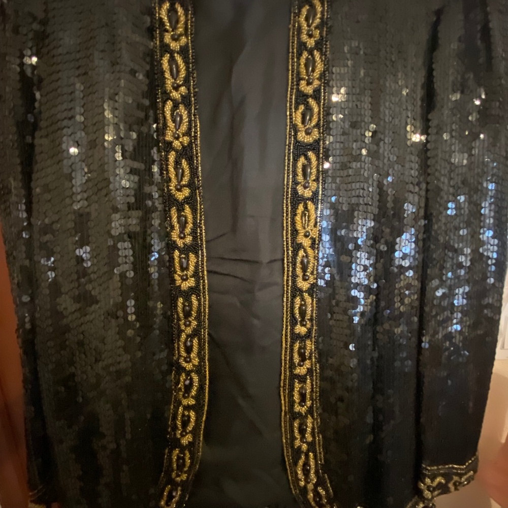 Nite Line Evening coat Black & Gold all Sequenced / Beaded formal jacket